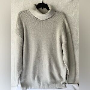Turtleneck Pullover Oversize  Grey Knit Sweater Size Large